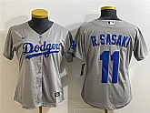 Womens Los Angeles Dodgers #11 Roki Sasaki Grey Cool Base Stitched Jersey,baseball caps,new era cap wholesale,wholesale hats